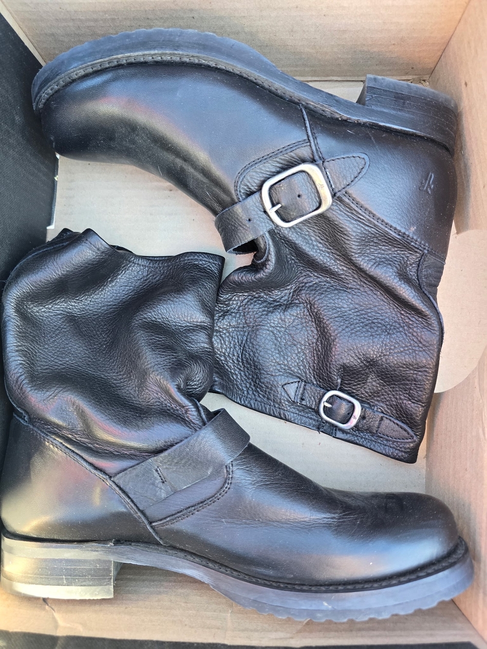 Frye Veronica Short Womens Black Leather Moto Boots - Size 10